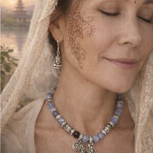 Angelite Lakshmi Charm Necklace - The Yogi Collection